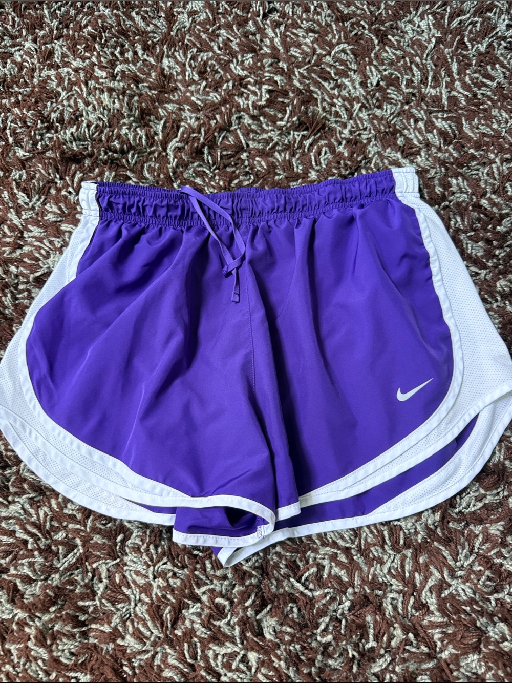 Nike Purple Athletic Running Shorts with White Trim